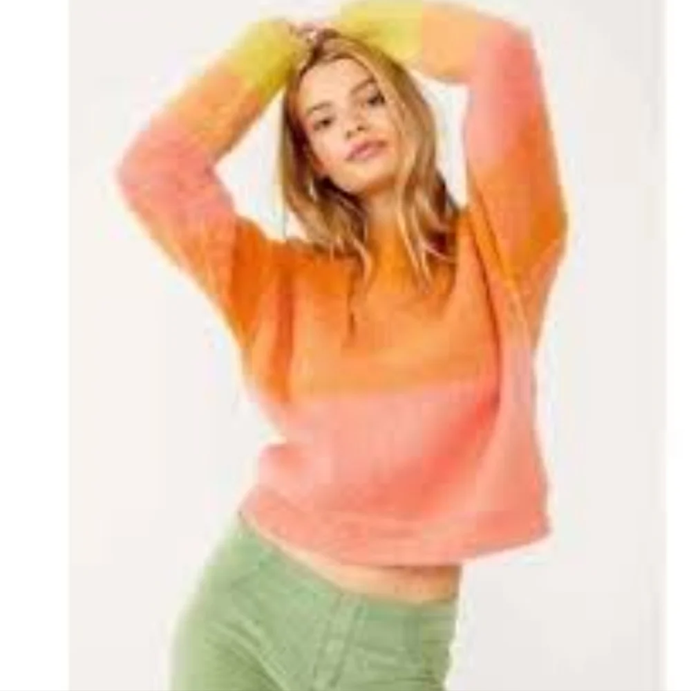 Free People Sweater‎ Autumn Sky Fluffy Ombre Orange Sunset